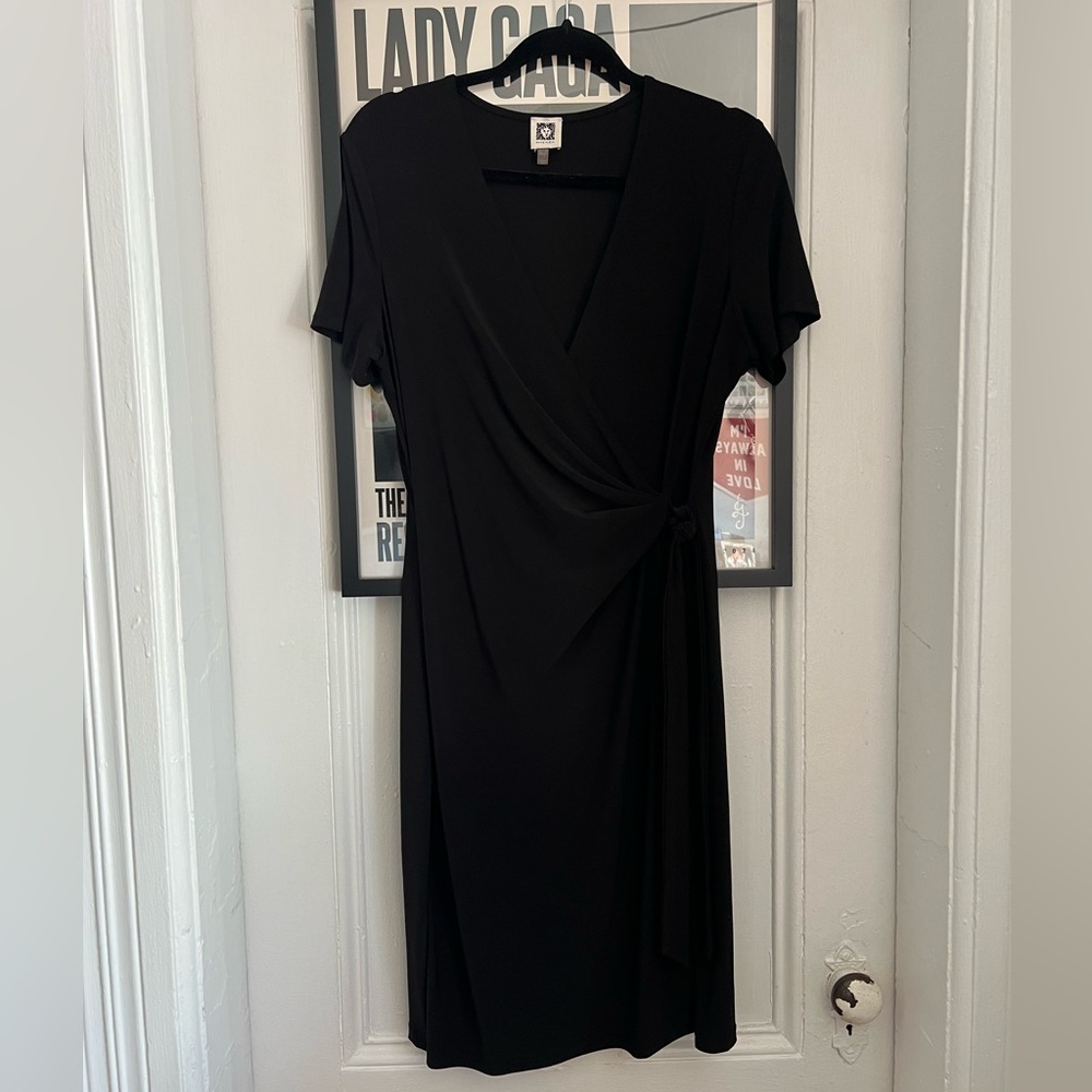 Anne Klein Black Midi Wrap Dress